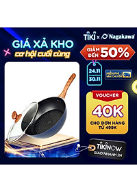 Chảo Sâu Lòng NAG2853 Đáy Từ 5 Lớp Chống Dính Vung Kính Siêu Bền Nagakawa (28cm) – Dùng Trên Mọi Loại Bếp – Hàng Chính Hãng