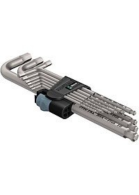 Bộ lục giác bi thép không gỉ Wera 3950 PKL/9 hex-plus stainless 1 mã 05073544001 gồm 9 cái kèm kẹp nhựa