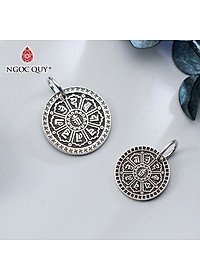 Combo 2 cái charm bạc hình tròn họa tiết lục tự minh chú treo - Ngọc Quý Gemstones
