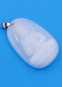 Mặt dây chuyền Phật A Di Đà thạch anh trắng 5cm - Phật bản mệnh tuổi Tuất, Hợi - Mặt phật size lớn