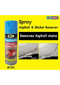Chai xịt tẩy keo decal, băng dính,  keo dán, nhựa đường.. Asphalt & Sticker Remover - Bosny  B130 - 435 cc  - nhập khẩu Thái Lan (tặng kèm khăn lau và khẩu trang bằng vải không dệt)