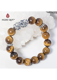 Vòng tay đá thiên nhiên phối charm tỳ hưu bạc thái size hạt 12mm - Ngọc Quý Gemstones