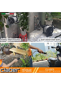 Bộ Vòi Tưới Cây, Vòi Rửa Xe Claber Aquapony Kit 8884, 15 mét, vòi xịt 2 chế độ, 4 khớp nối nhanh, 1 đầu nối vòi nước