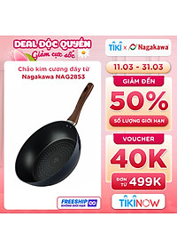 Chảo Sâu Lòng NAG2853 Đáy Từ 5 Lớp Chống Dính Vung Kính Siêu Bền Nagakawa (28cm) – Dùng Trên Mọi Loại Bếp – Hàng Chính Hãng