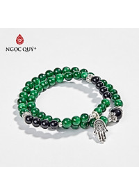 Vòng 2 Line Đá Cẩm Thạch Sơn Thuỷ Phối Charm Bạc (6mm) Ngọc Quý Gemstones