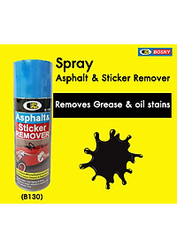 Chai xịt tẩy keo decal, băng dính,  keo dán, nhựa đường.. Asphalt & Sticker Remover - Bosny  B130 - 435 cc  - nhập khẩu Thái Lan (tặng kèm khăn lau và khẩu trang bằng vải không dệt)