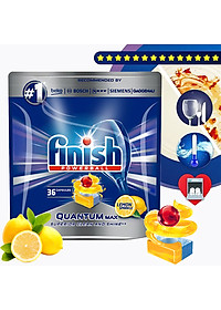 Túi 36 viên rửa chén Finish Quantum Max Dishwasher Tablets Lemon Sparkle QT09446 - hương chanh