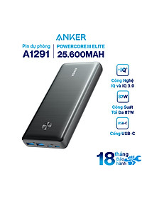Pin Dự Phòng Anker PowerCore III Elite 25.600mAh Hỗ Trợ Sạc Nhanh Power Delivery PD 87W Tích Hợp USB Type-C In/Out (có hỗ trợ sạc macbook) – A1291…