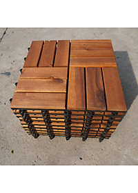 Một Thùng 10 Vỉ nhựa Sàn 12 Nan - Màu Nâu Vàng