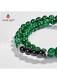 Vòng 2 Line Đá Cẩm Thạch Sơn Thuỷ Phối Charm Bạc (6mm) Ngọc Quý Gemstones
