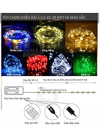 Dây đèn led đom đóm trang trí decor phòng, du lịch cắm trại, fairy light cao cấp (tùy chọn loại nguồn cấp, chiều dài dây và màu sắc)