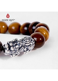 Vòng tay đá thiên nhiên phối charm tỳ hưu bạc thái size hạt 12mm - Ngọc Quý Gemstones