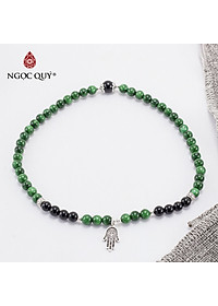 Vòng 2 Line Đá Cẩm Thạch Sơn Thuỷ Phối Charm Bạc (6mm) Ngọc Quý Gemstones