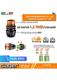 Khớp Nối Nhanh Claber Ergogrip 8542, nhựa ABS, kết nối 2 cỡ ống 12-14mm