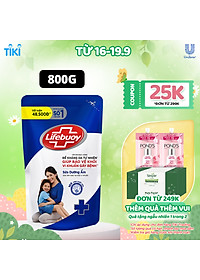 Sữa Tắm Lifebuoy Sạch Khuẩn Chăm Sóc Da Ngăn Ngừa Vi Khuẩn Lây Lan Với Ion Bạc+ Hỗ Trợ Cùng Đề Kháng Da Tự Nhiên Túi 800G