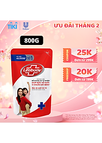 Sữa Tắm Lifebuoy Sạch Khuẩn Bảo Vệ Khỏi 99.9% Vi Khuẩn Chứa Ion Bạc+ Hỗ Trợ Cùng Đề Kháng Da Tự Nhiên Túi 800G