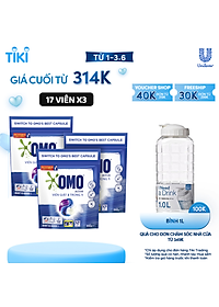 Combo 3 Túi Viên Giặt Quần Áo Omo Cho Máy Giặt Cửa Trước Và Cửa Trên Khử Mùi Công Nghệ Anh Quốc 17 Viên