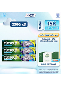 Combo 3 Kem Đánh Răng Closeup Trắng Răng Tự Nhiên X2.5 Lần Với Khoáng Đất Sét Và Acai Berry 230G/Tuýp