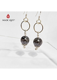 Bông tai đá thạch anh tóc đen 10mm mệnh thủy , mộc- Ngọc Quý Gemstones