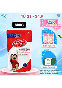 Sữa Tắm Lifebuoy Sạch Khuẩn Bảo Vệ Khỏi 99.9% Vi Khuẩn Chứa Ion Bạc+ Hỗ Trợ Cùng Đề Kháng Da Tự Nhiên Túi 800G
