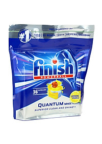 Túi 36 viên rửa chén Finish Quantum Max Dishwasher Tablets Lemon Sparkle QT09446 - hương chanh