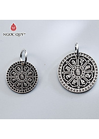 Combo 2 cái charm bạc hình tròn họa tiết lục tự minh chú treo - Ngọc Quý Gemstones