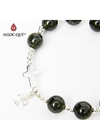 Vòng chuỗi Mân Côi Rosary Bracelet đá thạch anh tóc xanh - Ngọc Quý Gemstones