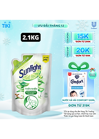 Nước rửa chén Sunlight Thiên Nhiên an toàn cho chén đĩa trẻ em với chiết xuất Lô Hội và Muối khoáng túi 2.1kg