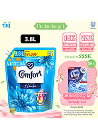 Nước Xả Làm Mềm Vải Comfort Giữ Màu & Bền Vải Hương Ban Mai Đậm Đặc Một Lần Xả 3.8L
