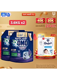 Combo 2 túi nước giặt OMO Matic chuyên dụng Cửa Trước Lavender Khử Mùi Thư Thái 3.6kg
