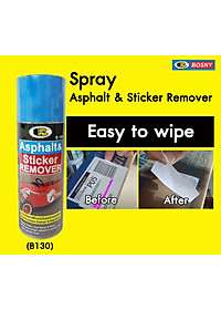 Chai xịt tẩy keo decal, băng dính,  keo dán, nhựa đường.. Asphalt & Sticker Remover - Bosny  B130 - 435 cc  - nhập khẩu Thái Lan (tặng kèm khăn lau và khẩu trang bằng vải không dệt)