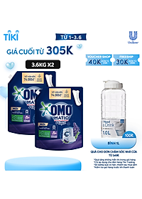 Combo 2 túi nước giặt OMO Matic chuyên dụng Cửa Trước Lavender Khử Mùi Thư Thái 3.6kg