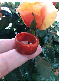 CHIẾC NHẪN VUÔNG ỐNG ĐỎ ĐẬM ĐẸP ĐÁ CẨM THẠCH MAY MẮN SIZE 17MM BẢN CAO 9,5MM  AC  MẠNG HỎA VÀ THỔ 