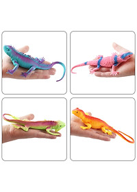 Hộp đồ chơi Tắc Kè Hoa giả Safari hoang dã 16 chi tiết (15~22 cm) mô hình trang trí có còi cao su dẻo dùng để troll bạn