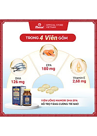 Hộp Viên Uống Bổ Xung DHA + EPA + Vitamin E Mamori Giúp Tăng Cường Trí Nhớ Tăng cường Thị Lực và Sức Khỏe Tim Mạch (455 mg x 60 viên)