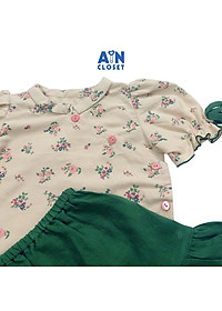 Áo dài váy bé gái họa tiết Hoa đỗ quyên xanh thô trà bông - AICDBG1KMMOT - AIN Closet
