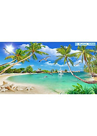 Tranh dán tường 3d cản bờ biển - tranh dán phòng khách - phòng ngủ - hành lang DD107