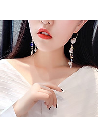 Bông tai chuỗi ngọc trai pha lê sang trọng