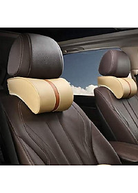 GỐI TỰA ĐẦU, TỰA LƯNG 3D CHẤT LIỆU CAO SU NON BỌC  DA TRÊN XE Ô TÔ - NHIỀU MÀU