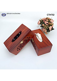 Hộp giấy ăn gỗ Hương cỡ lớn hàng VIP - Đục Khắc Hoa Văn Tinh Xảo/ Độc Đáo/ kiểu cách phương Đông - CTH752
