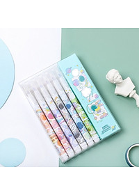 Bộ 6 bút 2 ngòi nhiều màu 2 line 0.5mm lalunavn nhiều màu sắc phi hành gia trang trí sổ tay ghi chép cute - A60