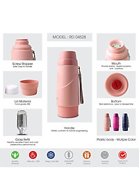 Phích giữ nhiệt cầm tay nhỏ gọn 0,45L Rạng Đông. Model RD 04528 N2