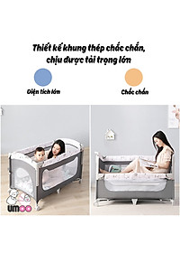 Nôi cũi vải gấp gọn đa năng umoo um-08108 chính hãng sang chảnh