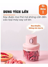 Máy Xay Tỏi , Máy Xay Thức Ăn Đa Năng Tiện Dụng - Pin Sạc Tích Điện - Dung Tích 250ml - Energy Green Lighting