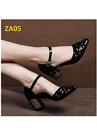 Giày sandal nữ hàng hiệu rosata cao gót đế cao 5 phân màu đen za05