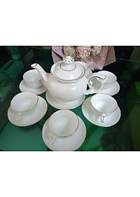 Bộ ấm chén kẻ chỉ vàng
