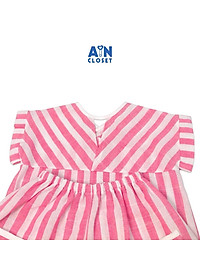 Bộ quần áo ngắn bé gái họa tiết Kẻ hồng trắng linen cotton - AICDBGWIKHKS - AIN Closet