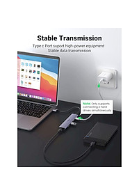 Ugreen UG20805CM473TK 5Gbps vỏ nhôm Bộ chia USB 3.0 1 ra 4 cổng USB hỗ trợ nguồn Type-C - HÀNG CHÍNH HÃNG