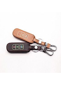 Cho xe Mazda, bao da chìa khóa 3 nút dạ quang kiêm móc khóa chất liệu da, Inox MIHOCO Mazda 3N/ Hành chính hãng