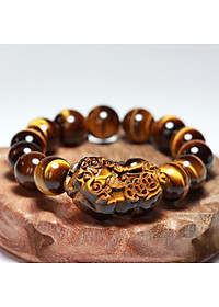 Vòng Tay Tỳ Hưu Đá Mắt Hổ 14MM